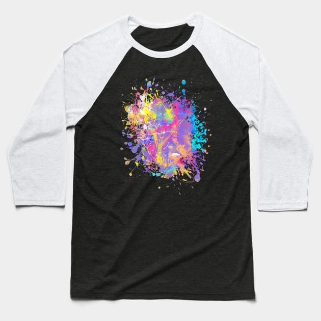 Abstract Vibrant Multicolor Brush Strokes and Splatters 2 Baseball T-Shirt by Cato99